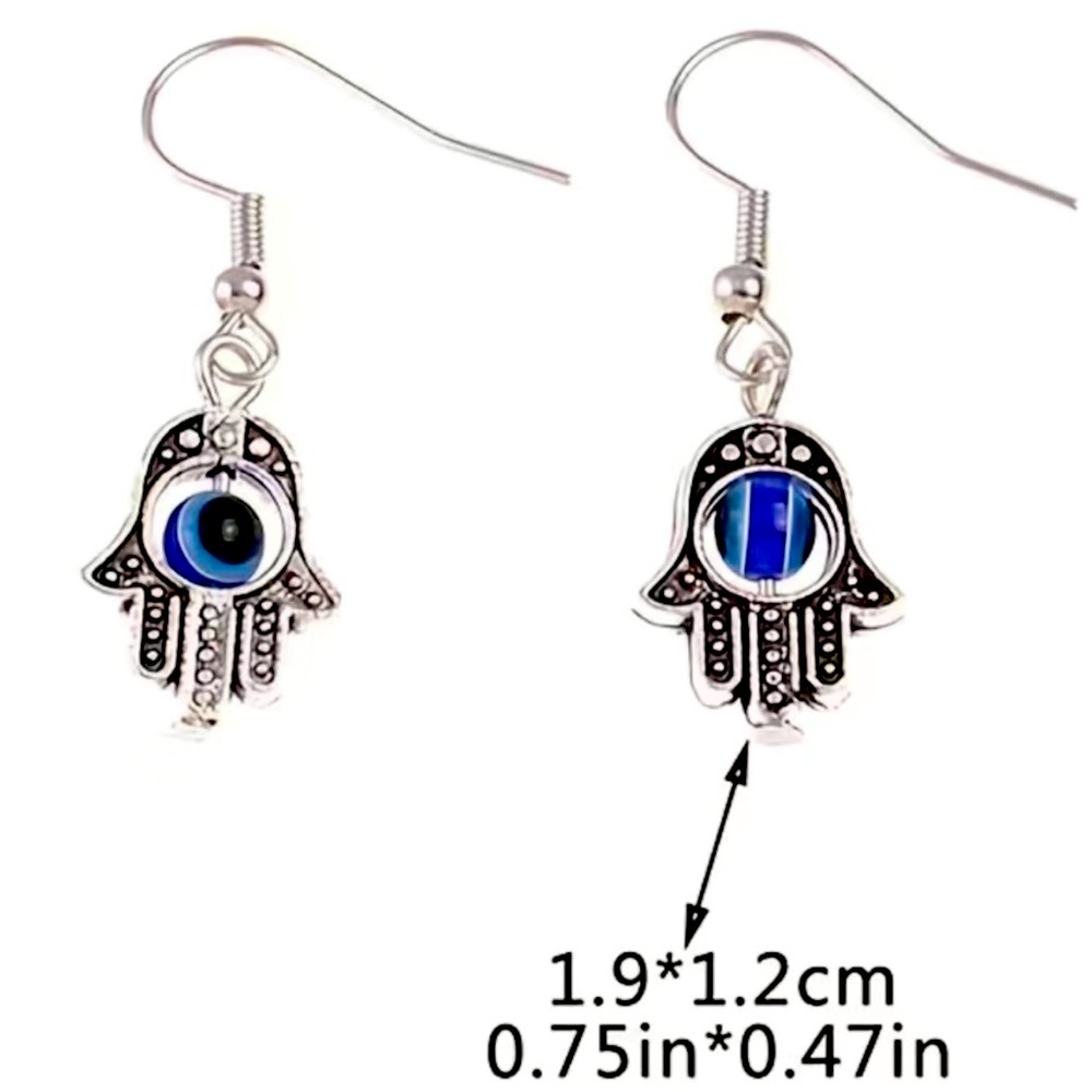 Hand/evil eye earring NWT. Blue & Silver.